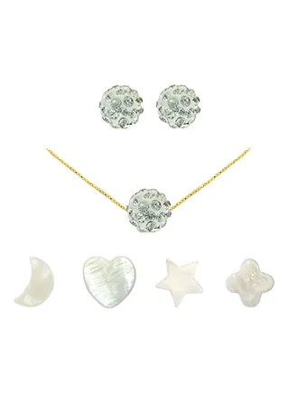 18 Karat Solid Yellow Gold Crystal Ball With 4 Piece Charm Jewellery Set 