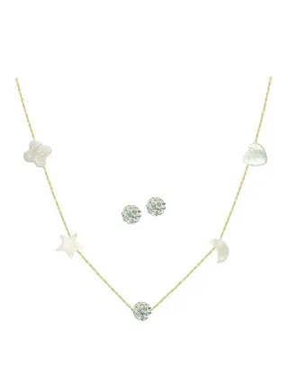 18 Karat Gold Mother Of Pearl Jewellery Set 