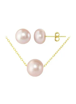 3-Piece 10 Karat Gold Pearl Jewellery Set 