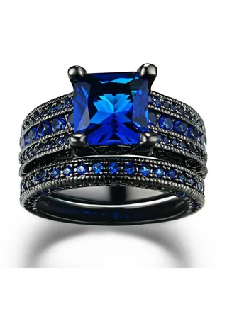 2-Piece Fashionable Rhinestone Rings Set 