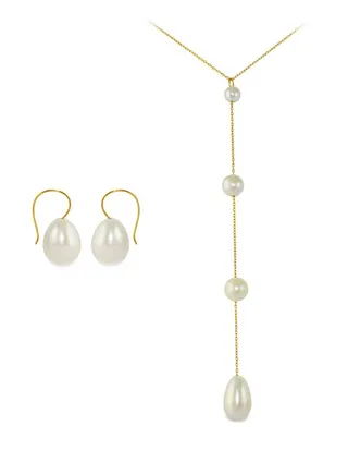 18 Karat Gold Gradual Pearl Jewellery Set 