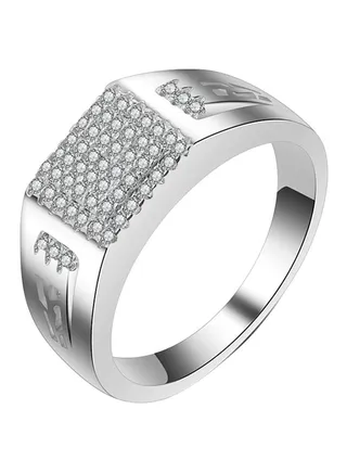 Silver Plated Wedding Ring Studded With Zircon 