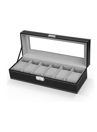 6-Slot Watch Organizer with Glass Lid 