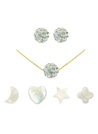 18 Karat Solid Yellow Gold Crystal Ball With 4 Piece Charm Jewellery Set 