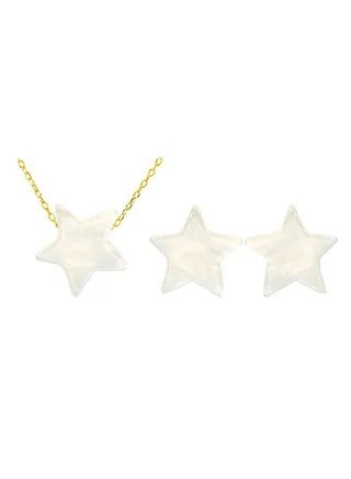 18 Karat Gold Star Shape Mother Of Pearl Jewellery Set 