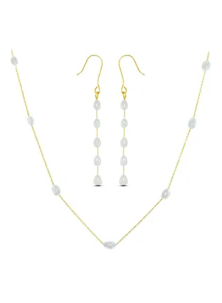 10 Karat Gold Pearls 2 Piece Jewellery Set 