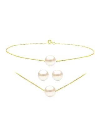 4-Piece 18 Karat Gold Pearl Jewellery Set 