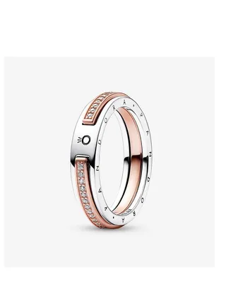 Pandora Signature Logo & Pavé Two-Tone Metal Ring 