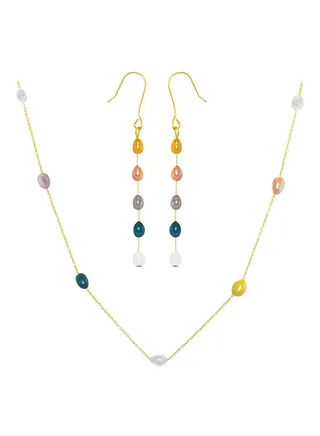10 Karat Gold Pearls 2 Piece Jewellery Set 