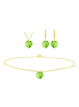 10 Karat Solid Yellow Gold 7 mm Peridot Jewellery Set 