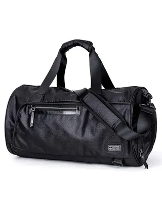Gym Bag with Shoes Compartment, Waterproof Travel Duffel Hand Bag Large Size for Men and Women, Black 