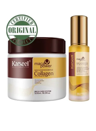 Karseell Collagen Hair Treatment - Deep Repair Mask 500ml -  Argan Oil Hair Serum for Dry Damaged Hair 50ml  - All Hair Types 