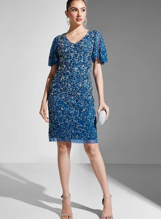 Shimmer V-Neck Dress