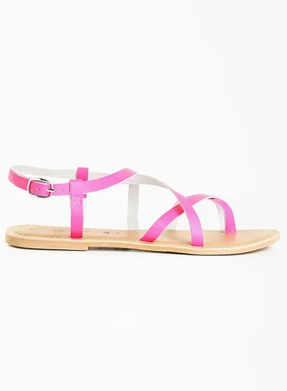 Solid Design Strappy Sandals Bright Pink 
