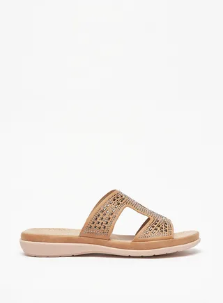 Womens Embellished Slip-On Sandals 