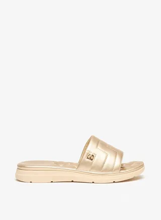 Women's Quilted Slides with Metallic Accent