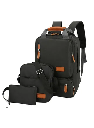 3pcs Backpack Set Women Men Laptop Backpack Shoulder Bag Small Pocket for Travel School Business Work College Fits Up to 14.5inches 