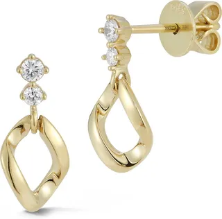 Cuban Chain Diamond Drop Earrings