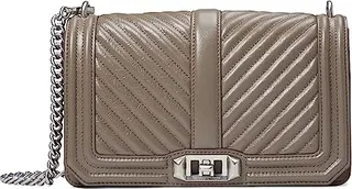 Rebecca Minkoff Chevron Quilted Small Love Crossbody (Deep Taupe) Cross Body Handbags