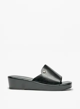 Womens Solid Slip On Sandals With Platform Heels By Shoexpress 