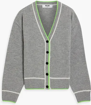 Mélange wool and cashmere-blend cardigan