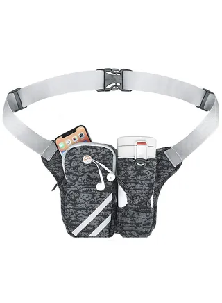Waist Pack Running Belt with Water Bottles Hydration Mini Bag Adjustable Strap Crossbody Large Pouch and for Outdoor Hiking Walking Travel 