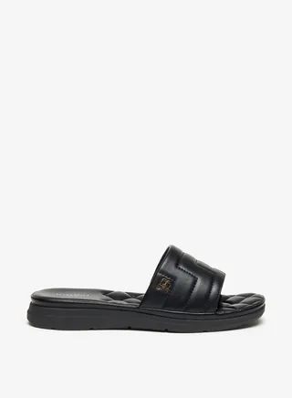 Women's Quilted Slides with Metallic Accent