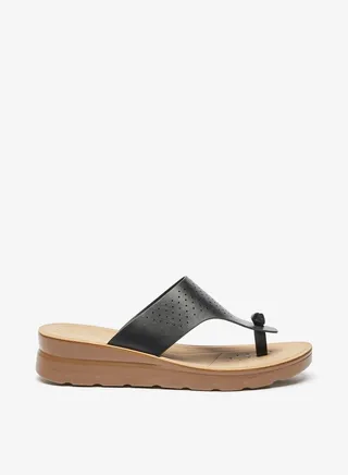 Womens Perforated Slip On Thong Sandals 