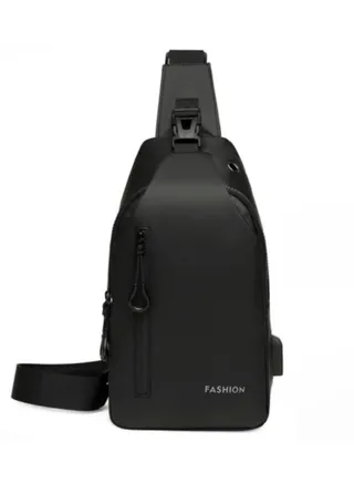 Crossbody Sling Bag, Body Chest Shoulder Bag for Men Women Casual Shoulder Backpack Bag, Waterproof Leather Chest Casual Daypack with Usb Charging Port for Travel Hiking 