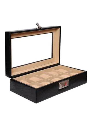 unisex Glass Top Leather Watches  Box 