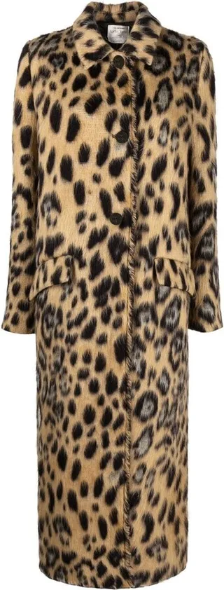 Leopard-Print Long Coat