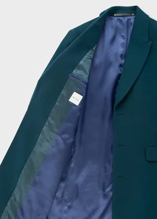Dark Teal Wool-Cashmere Epsom Coat