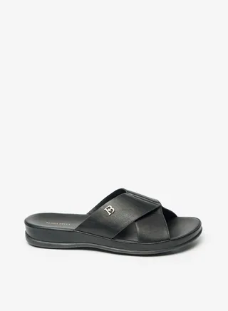 Logo Detail Slip-On Cross Strap Sandals 