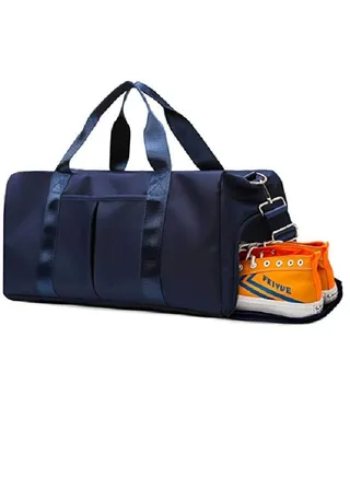 Sports Duffel Multi Pocket with Wet and Dry Separation, Special Flap for Shoes, Large Capacity Gym Bag Men Women (Navy) 