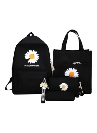 4-Piece Schoolbag Set Black 