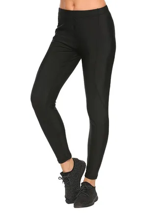 Elasticated Waist Stitching Solid Yoga Pants Black 
