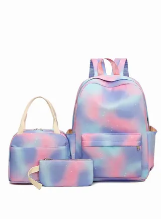 3 in 1 Bookbag Set 15.4 Inch Lightweight Backpack with Lunch Box for Girls Boys 