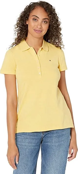 Tommy Hilfiger Short Sleeve Polo (Deep Maize Heather) Women's Clothing