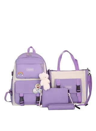 4 in 1 Waterproof School Backpack Set with Shoulder Bag Handle Bag, Sling Bag and Pencil Bag for Girls/Boys 