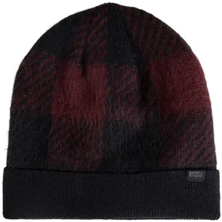 Levi's Men's Buffalo Check Cuff Beanie with Leather Logo Patch