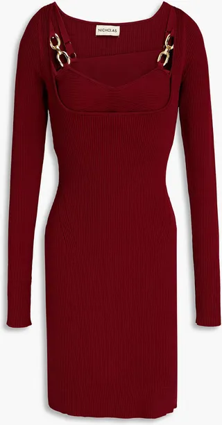 Eydis chain-embellished ribbed-knit mini dress