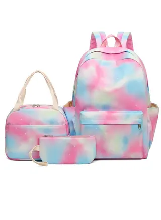 Backpack for Girls Boys with Lunch Box 15.4 Inch Lightweight Backpack for School Elementary School Bags 3 in 1 Bookbag Set Waterproof Backpacks Camping Childrens Backpack 
