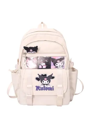 Kuromi School Bag Girls Backpack Student Large Capacity Cartoon Kawaii PU Leather Travel Cinnamoroll My Melody 