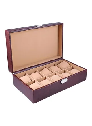 unisex 10-Grid Leather Watch Box 