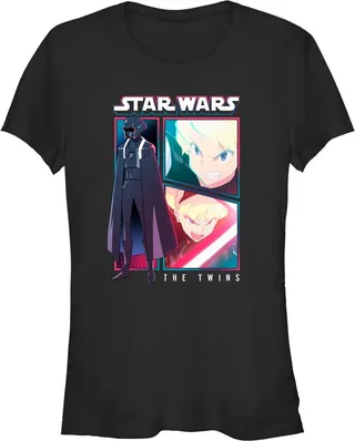Junior's Star Wars: Visions The Twins Comic Panels T-Shirt - Black - Large