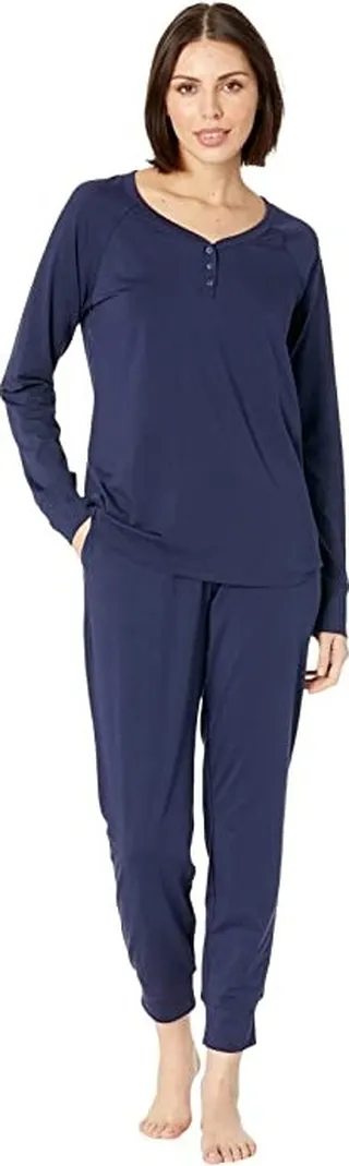 L.L.Bean Super Soft Shrink-Free Lounge Set (Bright Navy) Women's Pajama Sets