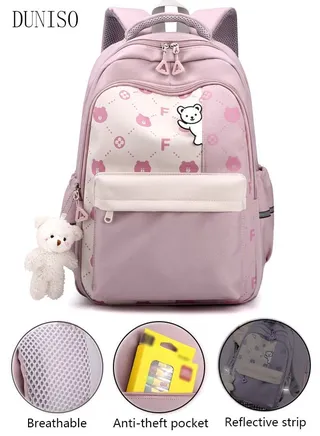 Girls School Backpacks Cute Book Bag with Compartments for Teen Girl Kid Students Elementaryac School Kids' School Bag 