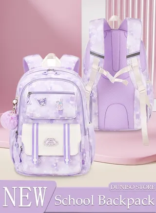 Kids School Backpack, Large Capacity Backpack for Girls, Lightweight Schoolbag for Teen Girls Bookbag with Compartments Reflective Strip, Watrer Resistant Bookbag for Elementary Primary School 