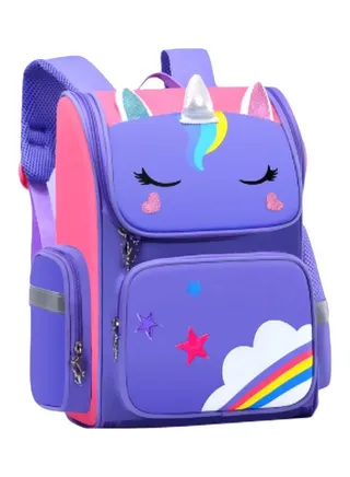 Cartoon Printed Backpack Purple/Pink/White 