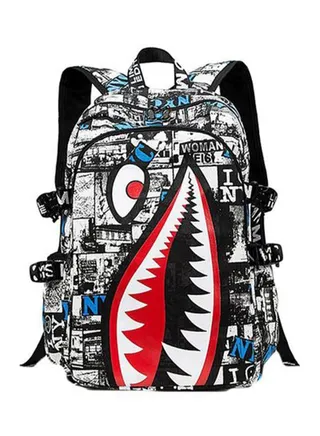 School Backpacks, Shark Bookbags Boys Schoolbag With USB, Unisex Kids Lightweight Water Resistant Backpacks 
